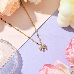 Collier à breloques en laiton avec micro pavé de zircone cubique pour femme&nbsp;NJEW-JN04913