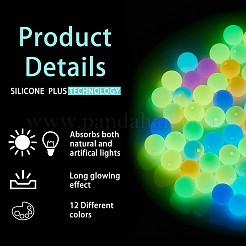 120 Stück Silikonperlen 12 mm fluoreszierende Silikonperlen für die Schlüsselanhängerherstellung&nbsp;JX328A