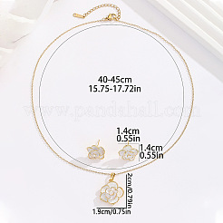 Ensembles de colliers et boucles d'oreilles à pendentif en forme de fleur en laiton et émail pour femmes&nbsp;FS-WG71802-01