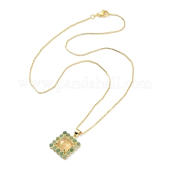 Halskette mit rechteckigem Anhänger aus natürlichem gelbem Achat und grünem Aventurin&nbsp;NJEW-B089-01G-01