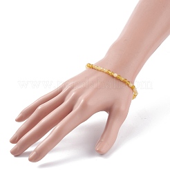 Bracciale elasticizzato con perline tonde opale giallo naturale&nbsp;BJEW-JB07901