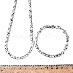 Sets aus Halsketten und Armbändern aus Edelstahl 304 mit Kastenkette&nbsp;SJEW-D091-12P