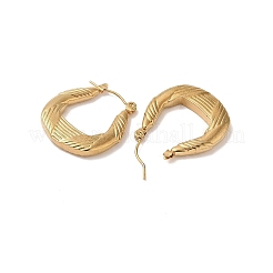 Boucles d'oreilles créoles en acier inoxydable 201 texturées pour femmes&nbsp;EJEW-G385-04G
