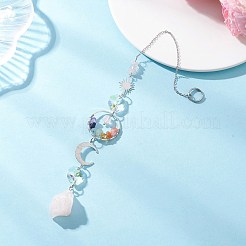 Natürliche Rosenquarznuggets und hängende Sonnenfänger aus Glas&nbsp;HJEW-JM04489-02