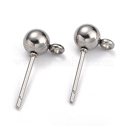 Ohrstecker-Beschläge mit Kugelkopf aus Edelstahl 304&nbsp;X-STAS-Z035-01P-H