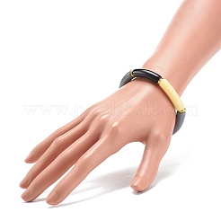 Pulsera elástica con cuentas de tubo curvado de acrílico de jade de imitación para mujer&nbsp;BJEW-JB08436-03