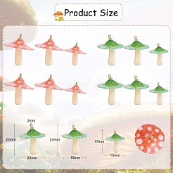 12 Stück Pilz-Charm-Anhänger Acryl-Pilz-Charm bunt mit Biegering für Schmuck-Halsketten-Armband-Ohrring-Bastelarbeiten&nbsp;JX312A