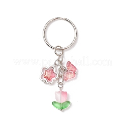 6 Stück Schlüsselanhänger aus Glas mit Schmetterling und Blume&nbsp;KEYC-JKC01111