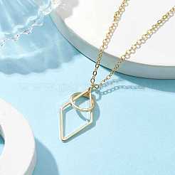 Collana tonda in ottone con pendente a rombo&nbsp;NJEW-JN04698
