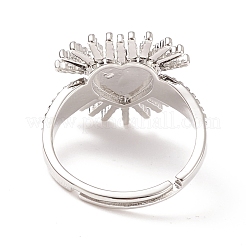Bague réglable soleil coeur oxyde de zirconium noir&nbsp;RJEW-C028-03P