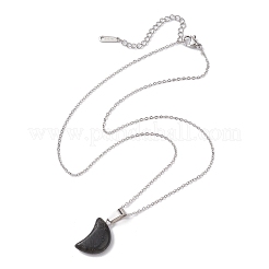 2 Uds. Collares con colgante de cristal de cuarzo y larvikita natural de luna creciente de 2 estilos&nbsp;NJEW-JN04642