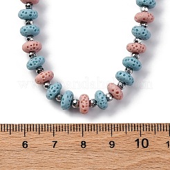 Collane di perline rondelle di lava naturale tinta e ematite sintetica non magnetica&nbsp;NJEW-H054-01P
