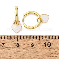 Pendientes de aro de latón esmaltado con forma de corazón&nbsp;EJEW-Q048-02G