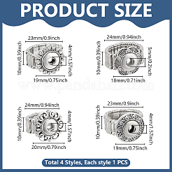 4 Stück 4 Stile Legierung austauschbare Snap Stretch Ring Einstellungen&nbsp;RJEW-DR0001-07B