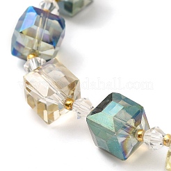 Bracelets extensibles en perles de verre galvanoplastie pour femmes&nbsp;BJEW-JB11213-03