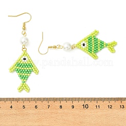 Pendientes colgantes de acero inoxidable 304 con cuentas cilíndricas de vidrio.&nbsp;EJEW-MZ00815-01