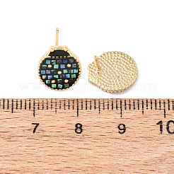 Orecchini a bottone in ottone smaltato a forma di coccinella&nbsp;EJEW-I322-11G