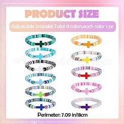 11 Stück Armbänder aus Polymer-Tonperlen&nbsp;BJEW-SW001596
