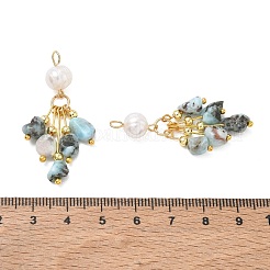 Ciondoli con nappe in larimar naturale e perle d'acqua dolce naturali&nbsp;PALLOY-JF06023