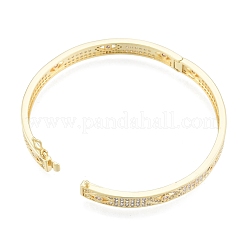 Bracelet jonc à charnière œil de cheval en zircone cubique&nbsp;BJEW-G651-07G-02