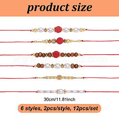 12 Stück 6 Stile Nylon-Rakhi-Faden-Kits&nbsp;HJEW-NB00190