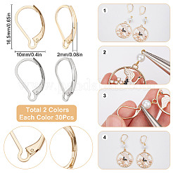 60 pieza de accesorios para pendientes de palanca de acero inoxidable 304 de 2 colores&nbsp;STAS-SC0004-62