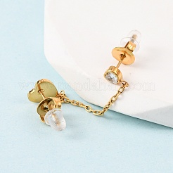 Conjuntos de aretes de botón y aro con forma de corazón de acero inoxidable 304&nbsp;EJEW-K268-93G-01-1