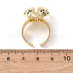 Verstellbare offene Manschettenringe aus Messing mit Mikropavé und Zirkonia&nbsp;RJEW-H263-263A-G