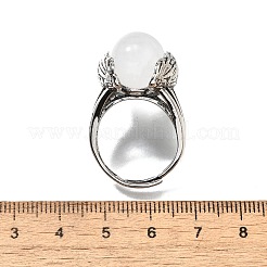 Bagues réglables en cristal de quartz naturel avec ailes&nbsp;RJEW-K241-04AS-07