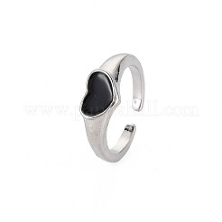 Anello polsino aperto cuore smaltato&nbsp;RJEW-S038-215