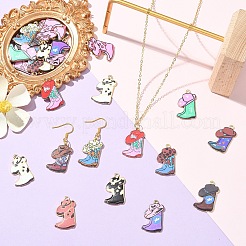 24 Stück 12 Stile Anhänger aus hellgoldener Legierung mit Aufdruck&nbsp;FIND-YW0011-62