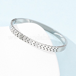 Bracelets à charnière en acier inoxydable 304 micro pavé de zircones cubiques pour femmes&nbsp;BJEW-Z146-02P