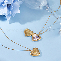 2 collana con catena a maglie con ciondolo a forma di cuore in acciaio inossidabile chirurgico 316 per donna&nbsp;NJEW-DC0001-15G