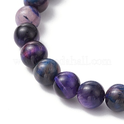 Pulseras elásticas de cuentas redondas de ojo de tigre arcoíris natural para mujeres y hombres&nbsp;BJEW-JB11608