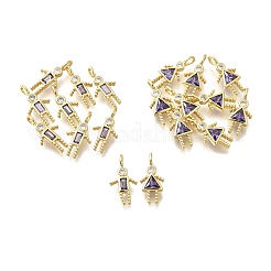 Pendentifs avec zircon cubiques à micro-pavés en laiton&nbsp;KK-D339-02G-06