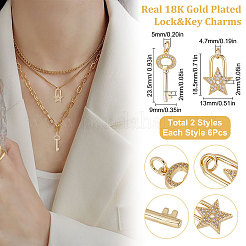12 pendentif en laiton à 2 styles avec micro pavé de perles en zircone cubique transparente&nbsp;KK-BBC0002-96