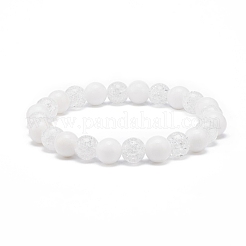 Bracelet extensible en perles rondes avec pierres précieuses naturelles et quartz synthétique craquelé pour femme&nbsp;BJEW-JB08528