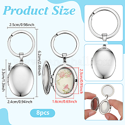 Porte-clés médaillon photo en acier inoxydable&nbsp;KEYC-WH0056-007P