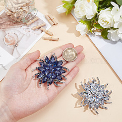 2 spilla da bavero in lega di vetro con strass a forma di fiore&nbsp;JEWB-DR0001-07C