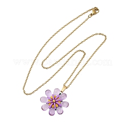 Colliers avec pendentif en forme de fleur en verre&nbsp;NJEW-MZ00119-03