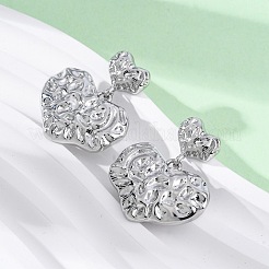 Boucles d'oreilles pendantes en laiton avec cœur martelé&nbsp;EJEW-R025-23P