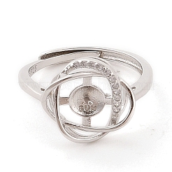 925 Ringfassung aus Sterlingsilber mit Mikropavé und Zirkonia-Design und Perlensitz&nbsp;STER-B003-14P