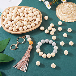 100 pièce 5 styles de perles européennes en bois naturel non fini&nbsp;WOOD-TA0001-84