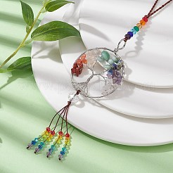 Décoration pendentif en forme de puce de pierre précieuse de 7 chakra&nbsp;HJEW-JM01440