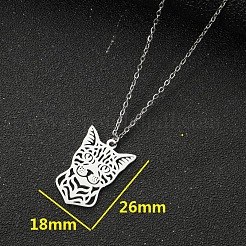 201 collane con ciondolo a forma di gatto intagliato in acciaio inossidabile per uomo e donna&nbsp;WG43D0D-02