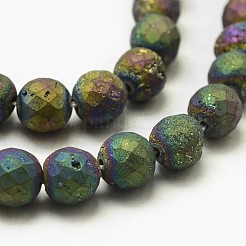 Galvanisierte natürliche Druzy Geode Kristallperlen Stränge&nbsp;G-N0253-10mm-02