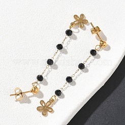 Boucles d'oreilles à pampilles en verre et acier inoxydable 304&nbsp;EJEW-G453-05G-01