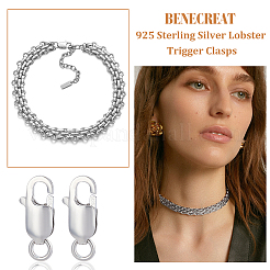 10 pz. 925 fermagli a moschettone in argento sterling placcati in rodio&nbsp;STER-BC0001-59