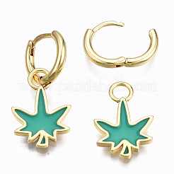 Aretes tipo argolla de latón y esmalte&nbsp;EJEW-T014-28G-02-NF