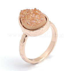 Natürliche druzy Quarzkristall-Fingerringe&nbsp;RJEW-I055-06RG-RS